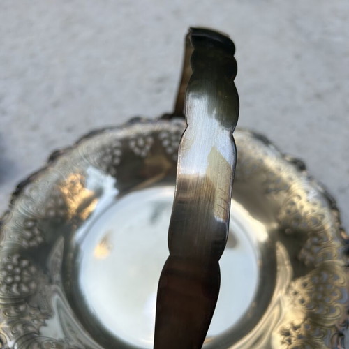 Silver-plated vintage fruit bowl with swing handle