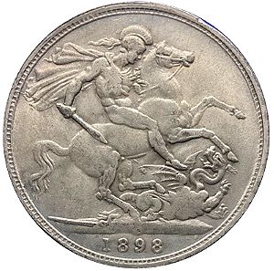 Ασημένιο Κέρμα Αγγλία 1 Crown - Victoria1898 Μεγάλο Νόμισμα S13