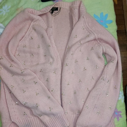 Juicy Couture pink cardigan used, size large, with beads