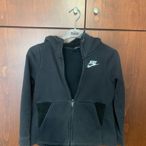 Nike jacket with fur hood like new, black, size 128 cm