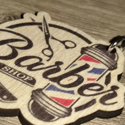 Barber Shop wooden keychain new, print and cut design