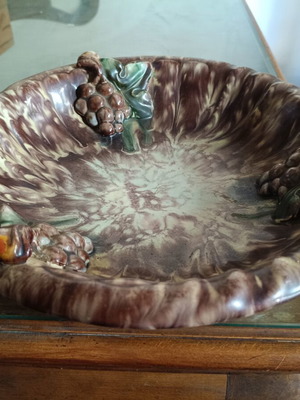 Vintage German Ceramic Plate with Grapes like new