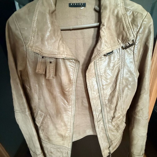 Sisley leather jacket beige like new, size M