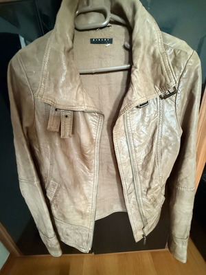 Sisley leather jacket beige like new, size M