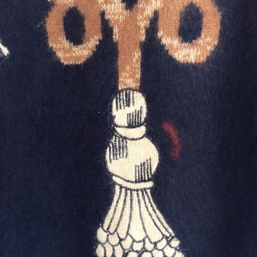 Mondì Wool & Angora Knit Sweater with Tassel Print, Size S/M