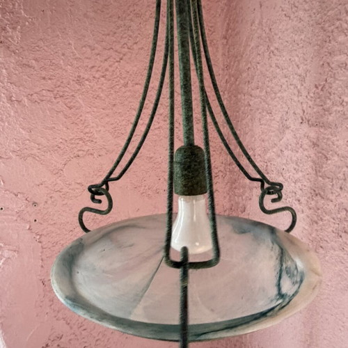Metal ceiling light with opaline detail