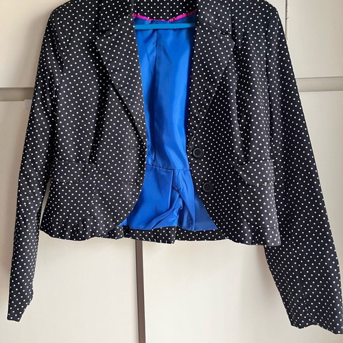 Polka Dot Short Jacket Raxevsky like new, black with blue lining