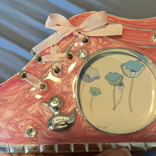 Baby photo frame pink shoe with rhinestones new