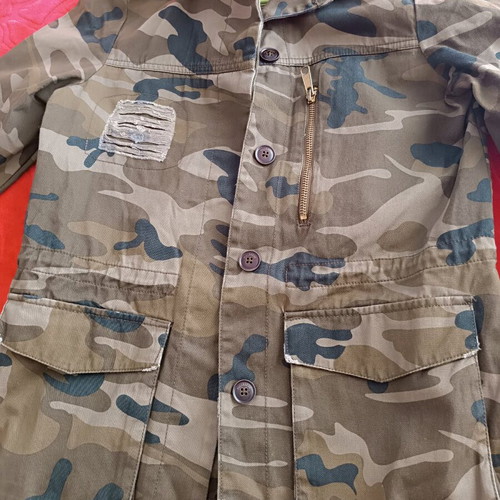 Military cotton mid-length jacket Pull & Bear like new, black and green