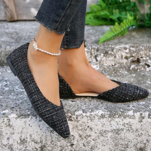 Ballerina shoes new tweed black with silver details size 39