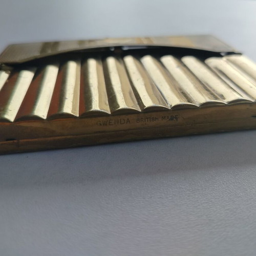 Vintage brass Gwenda cigarette case used, British made