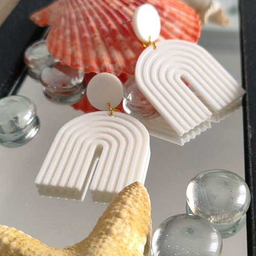 White Drop Earrings Stud Style New
