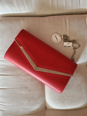 Envelope bag new, red with silver details handheld