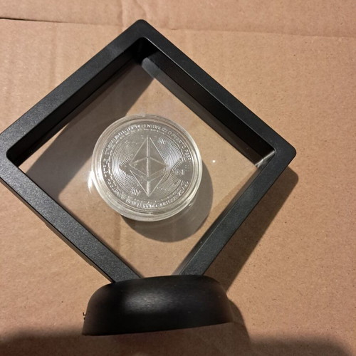 Ethereum collectible coin silver new in black case 11cm height