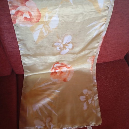Scarf with floral design, 100% polyester, gold color from Italy