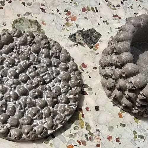 Handmade concrete skull candle holder, gothic decor