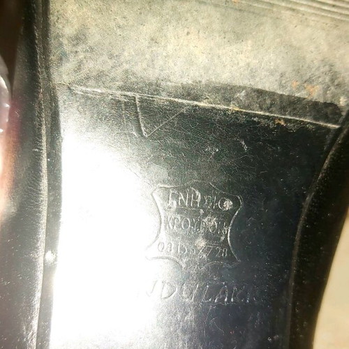 Fundulakis vintage black low-heeled pumps size 38 used, heel repair needed