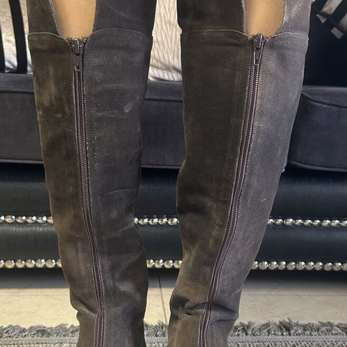 Leather suede boots over the knee size 38 like new, brown and blue