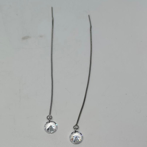 Silver Drop Chain Earrings with Swarovski Crystals like new