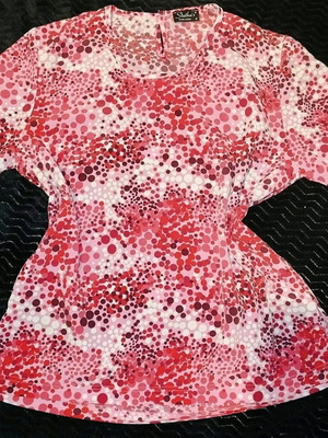 Polka Dot Flower women's top like new, black, sizes M-XL