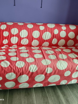 IKEA Klippan sofa like new with Storvreta red and white cover