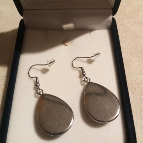 Hippie boho style stainless steel earrings like new, black and white with flowers