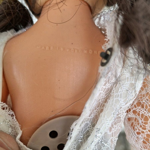 Vintage bridal doll used with dress staining collectible