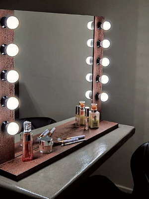 Mirror with lamps professional 80x60cm with stand new
