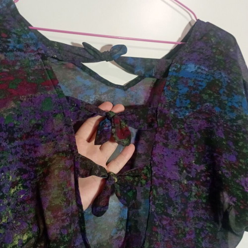 Vintage sheer top with bows, like new, multicolor, M-L