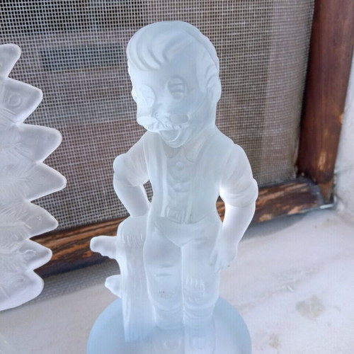 Opaline figurines used, set of 3 pieces from the 70s