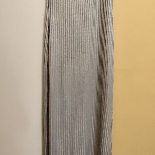 Maxi dress with one shoulder silver gray metallic new