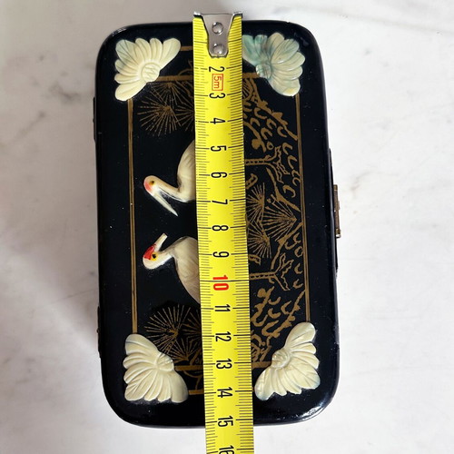 Vintage Chinese jewelry box used with mother of pearl and hand-painted details