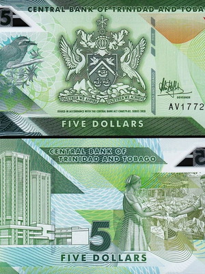 Trinidad and Tobago 5 Dollars 2020 polymer banknote new