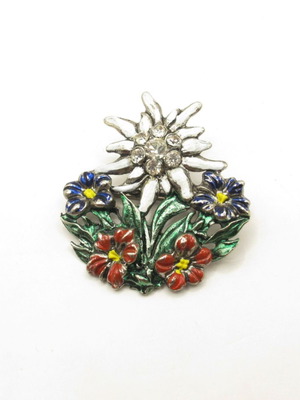 Vintage Edelweiss Brooch handpainted, like new