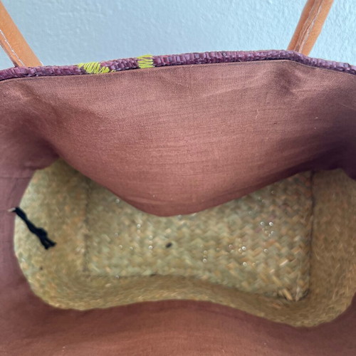 Straw bag Bag-All new with inner lining and drawstring closure, brown