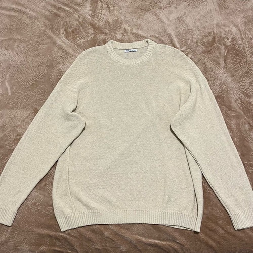 Zara loose fit knitted sweater, beige, size L