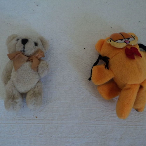 Plush animals used, set of 5, 7 to 18 cm