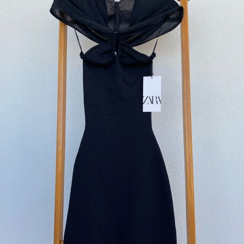 Zara knit mini black dress new