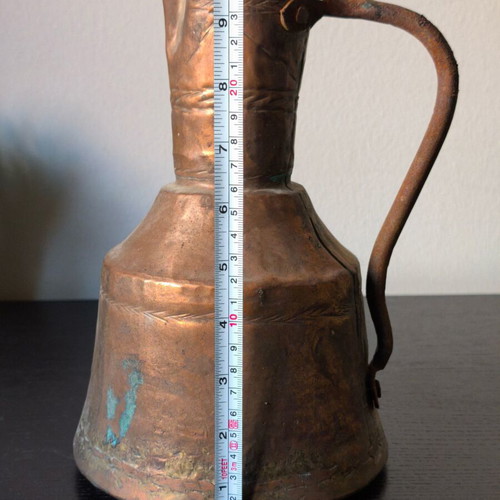 Antique Copper Gkiumi Traditional Bakiri Pitcher Vintage Decorative 25cm