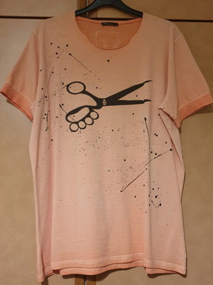 Vagrancy T-shirt with Scissors logo, like new, orange, size S