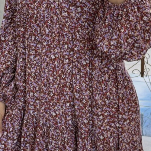 Stradivarius Floral Vintage Dress Like New, Brown and Pink