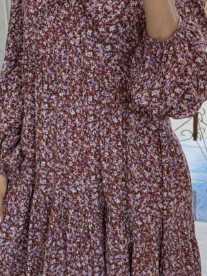 Stradivarius Floral Vintage Dress Like New, Brown and Pink