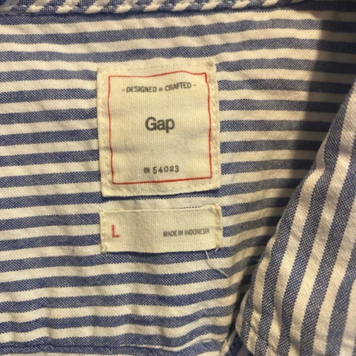 Gap men's stripy shirt used, size large, 100% cotton