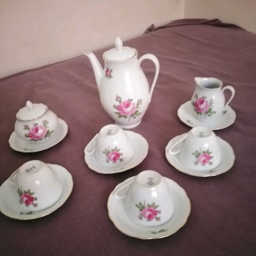 Antique wonderful espresso set for 4 people made of fine porcelain from Germany