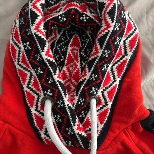 Superdry crop hoodie size S like new, red-black