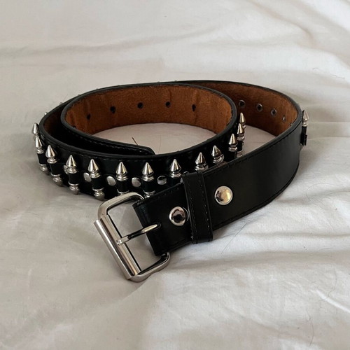 Y2K Leather Bullet Belt like new, silver