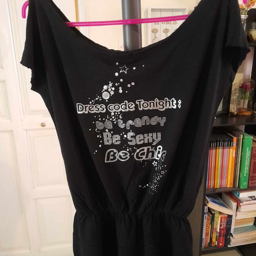 Decibel black Y2K blouse with rhinestones, one size S-M