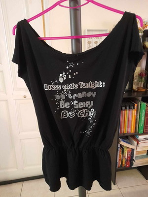 Decibel black Y2K blouse with rhinestones, one size S-M