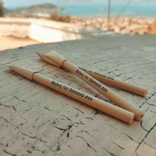 Ecological pen new made of recycled carton with cap