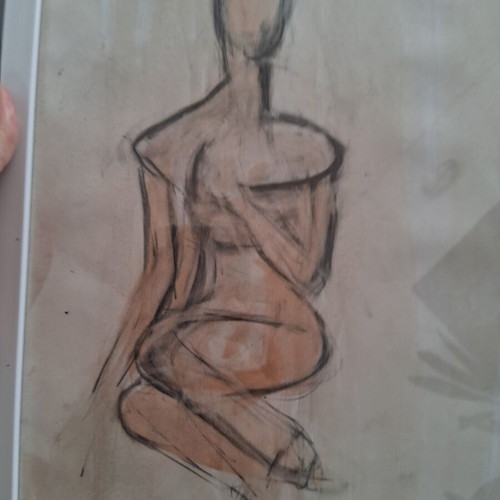 Painting "Γυμνο" like new, framed 21×30cm, signed